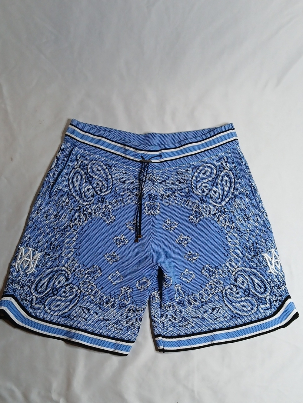 AMIRI Blue Bandana-Print Athletic Shorts - Picture 1 of 5